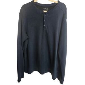 01.Algo Mens Henley Shirt Blue Performance Size XLT Quick Dry Athletic Anti Odor